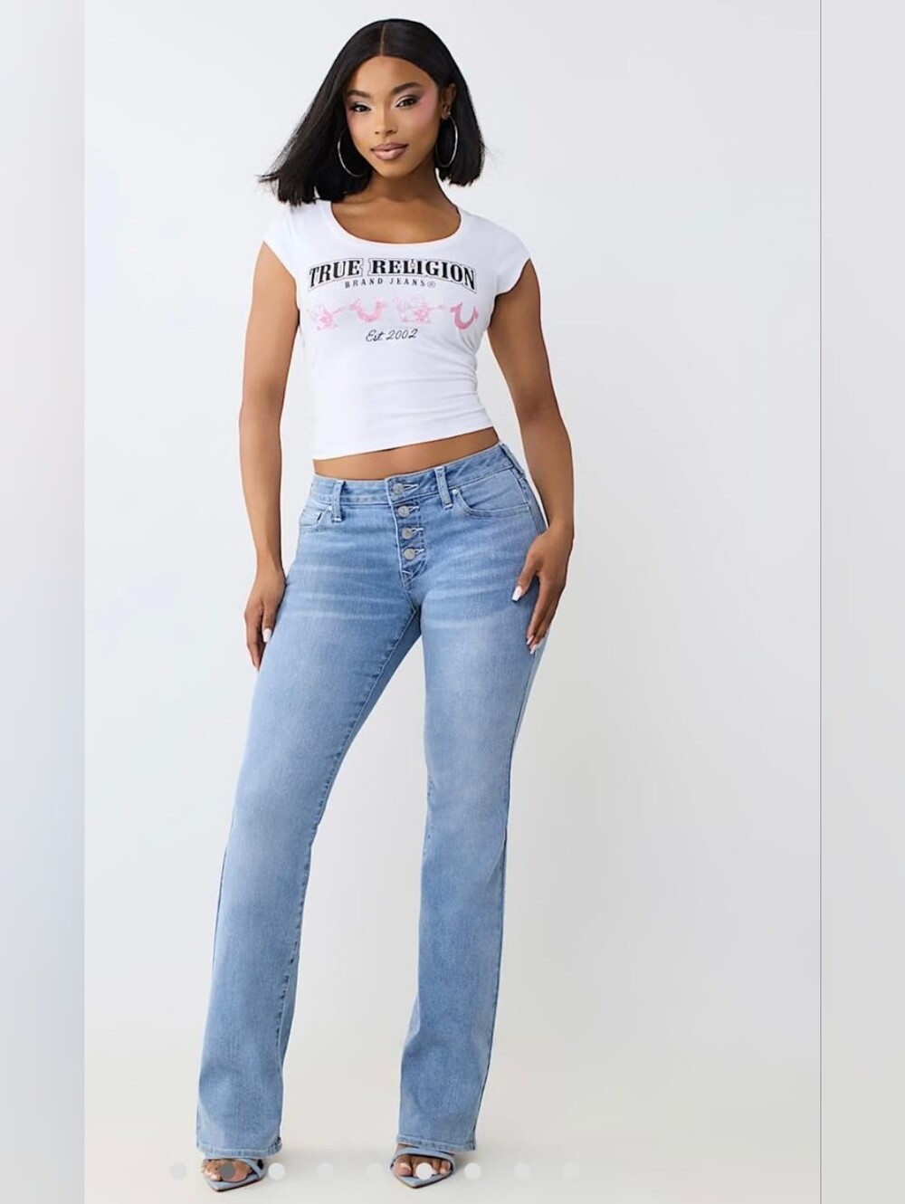 True Religion Becca Bootcut Jeans 31 Light Blue Suede Wash Y2K Vintage Denim